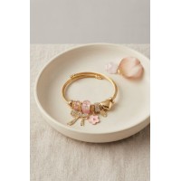 Fiyonk Charmlı Pembe Renk Gold Bileklik TJ-BB8709
