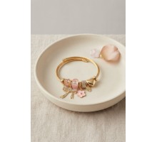 Fiyonk Charmlı Pembe Renk Gold Bileklik TJ-BB8709