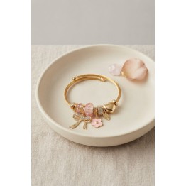 Fiyonk Charmlı Pembe Renk Gold Bileklik TJ-BB8709