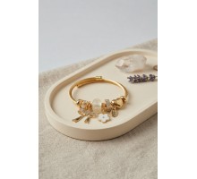 Fiyonk Charmlı Beyaz Renk Gold Bileklik TJ-BB8710