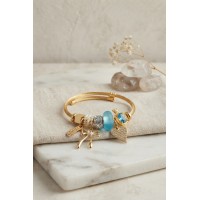Fiyonk ve Kalp Mavi Charmlı Bileklik TJ-BB8741