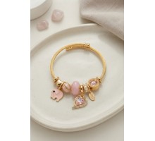 Kalp ve Fil Model Pembe Charmlı Bileklik TJ-BB8748