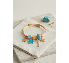 Anahtar ve Fil Model Mavi Charmlı Bileklik TJ-BB8751