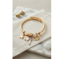 Anahtar ve Fil Model Beyaz Charmlı Bileklik TJ-BB8752