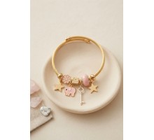 Anahtar ve Fil Model Pembe Charmlı Bileklik TJ-BB8753