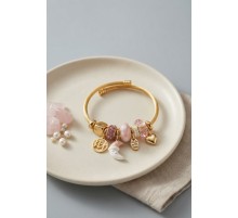 Ay ve Kalp Pembe Charmlı Kadın Bileklik TJ-BB8755