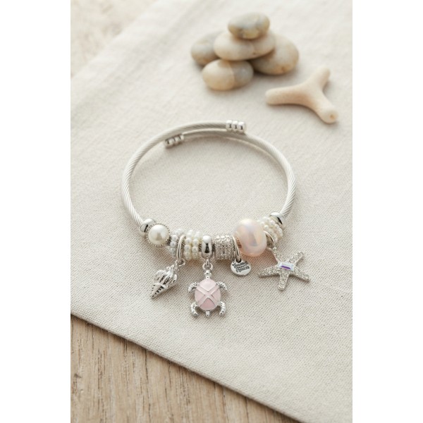 Pembe Caretta Caretta ve Deniz Yıldızı Charmlı Bileklik TJ-BB8784