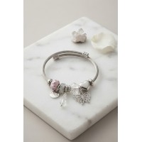 Taşlı Kelebek ve Pembe Charmlı Bileklik TJ-BB8796