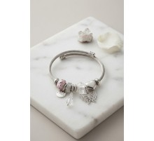 Taşlı Kelebek ve Pembe Charmlı Bileklik TJ-BB8796