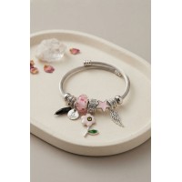 Pembe Çiçek Charmlı Bileklik TJ-BB8813