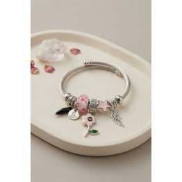 Pembe Çiçek Charmlı Bileklik TJ-BB8813
