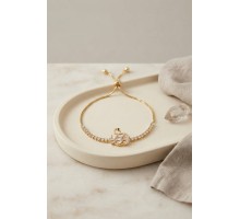 Gold Renk Zirkon Taşlı Pirinç Kuğu Model Asansörlü Bileklik TJ-BB8840