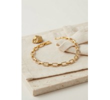 Gold Renk Pirinç Sıralı Kare Model Zirkon Taşlı Bileklik TJ-BB8848