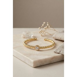 Gold Renk Dorika Model Yuvarlak Zirkon Taşlı Kadın Bileklik TJ-BB8858