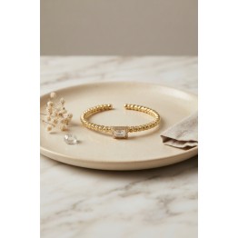 Gold Renk Dorika Model Kare Zirkon Taşlı Kadın Bileklik TJ-BB8860