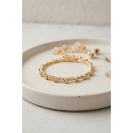 Gold Renk Dorika Model Sıralı Zirkon Taşlı Kadın Bileklik TJ-BB8861