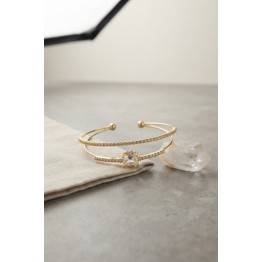 Kare Zirkon Taşlı Gold Renk Kadın Bileklik TJ-BB8882