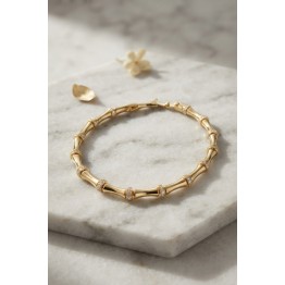 Gold Renk Kemik Model Zirkon Taşlı Kadın Bileklik TJ-BB8905