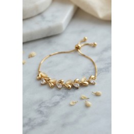 Gold Renk Damla Model Zirkon Taşlı Asansörlü Kadın Bileklik TJ-BB8911
