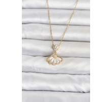 316L Çelik Zincir Gold Renk Yelpaze Model Kadın Kolye TJ-BKO11072