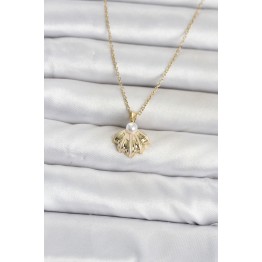 316L Çelik Zincir Gold Renk Deniz Kabuğu Model Kadın Kolye TJ-BKO11086