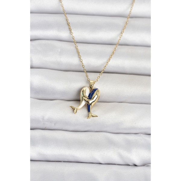 316L Çelik Zincir Gold Renk Dolphin Model Kadın Kolye TJ-BKO11094