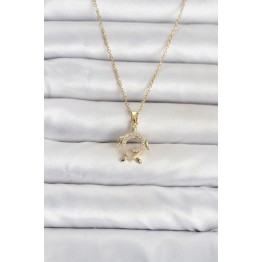 316L Çelik Zincir Gold Renk Caretta Caretta Model Kadın Kolye TJ-BKO11096