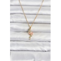 316L Çelik Zincir Gold Renk Flamingo Model Kadın Kolye TJ-BKO11106