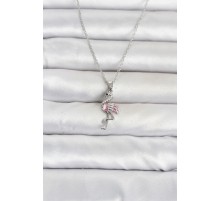 316L Çelik Zincir Gümüş Renk Flamingo Model Kadın Kolye TJ-BKO11107