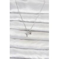 Pirinç Gümüş Renk Minimal Kutup Yıldızı Model Kadın Kolye TJ-BKO11119