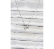 Pirinç Gümüş Renk Minimal Kutup Yıldızı Model Kadın Kolye TJ-BKO11119