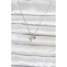 Pirinç Gümüş Renk Minimal Kutup Yıldızı Model Kadın Kolye TJ-BKO11119