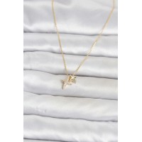 Pirinç Gold Renk Minimal Kutup Yıldızı Model Kadın Kolye TJ-BKO11120