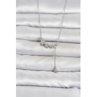 Pirinç Gümüş Renk Minimal Sallantılı Yıldız Model Kadın Kolye TJ-BKO11121