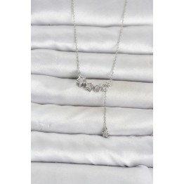 Pirinç Gümüş Renk Minimal Sallantılı Yıldız Model Kadın Kolye TJ-BKO11121