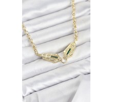 Pirinç Gold Renk Zirkon Taşlı Serenay Kolye TJ-BKO11130