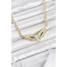 Pirinç Gold Renk Zirkon Taşlı Serenay Kolye TJ-BKO11130