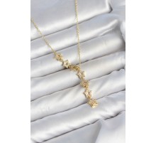 316L Çelik Yıldız Model Gold Renk Zirkon Taşlı Kadın Kolye TJ-BKO11131