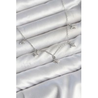 Pirinç Gümüş Renk Sıralı Minimal Kutup Yıldızı Model Kadın Kolye TJ-BKO11144
