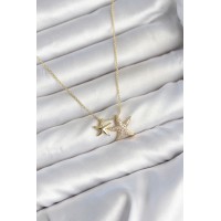 Pirinç Gold Renk Minimal Yıldız Model Kadın Kolye TJ-BKO11147