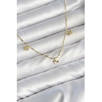 Pirinç Minimal Gold Renk Yonca Model Kadın Kolye TJ-BKO11148