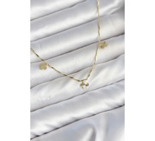 Pirinç Minimal Gold Renk Yonca Model Kadın Kolye TJ-BKO11148