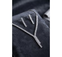 Arpa Zirkon Taşlı Su Yolu Kolye ve Küpe Set TJ-BKO11156