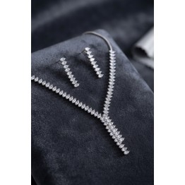 Arpa Zirkon Taşlı Su Yolu Kolye ve Küpe Set TJ-BKO11156