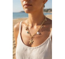 Deniz Yıldızı Charm Detaylı Gold Renk Zincir Kolye TJ-BKO11165