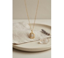 316L Çelik Zincir Gold Renk Kare Form Kolye TJ-BKO11186