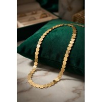 Plaka Model Gold Renk Pirinç Kadın Kolye TJ-BKO11215