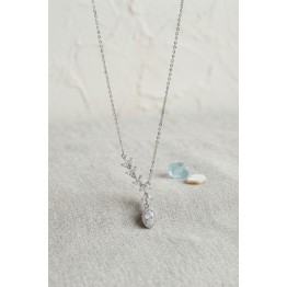 Pirinç Gümüş Renk Sıralı Zirkon Taşlı Model Kadın Kolye TJ-BKO11226