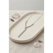 Pirinç Gümüş Renk Zirkon Taşlı Asimetrik Bar Model Kadın Kolye TJ-BKO11234
