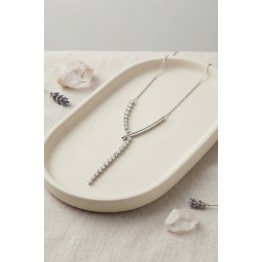 Pirinç Gümüş Renk Zirkon Taşlı Asimetrik Bar Model Kadın Kolye TJ-BKO11234